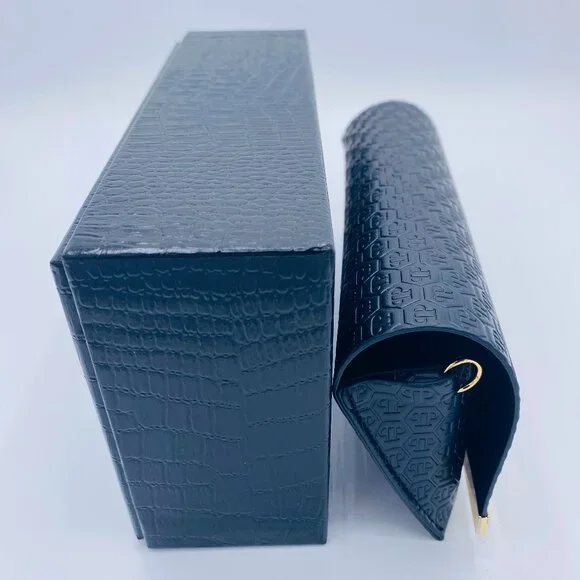 Philipp Plein Sunglasses Case Set, Black Suede Leather, Gold  display picture 1